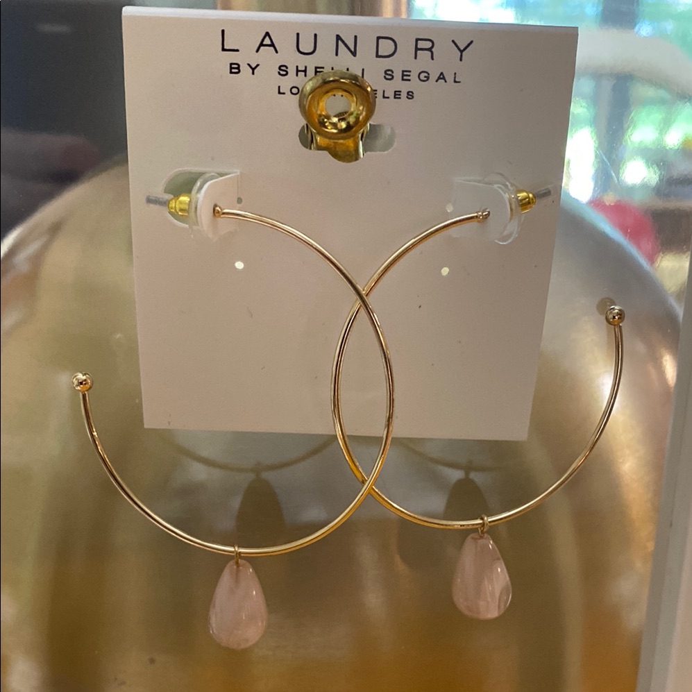 Laundry By Shelli Segal Gold And Pink Teardrop Earrings 20$